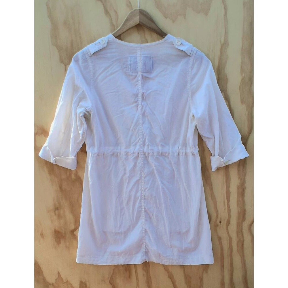 Blanc Basque Japanese Duster Jacket White Sheer Linen Cotton Made In Japan S - Picture 3 of 11